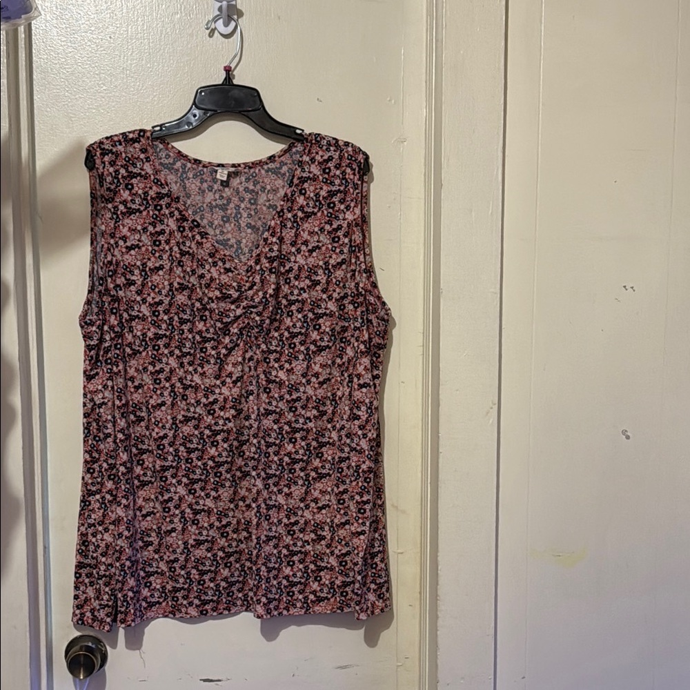 Terra & Sky Red and White Fitted Sleeveless Blouse